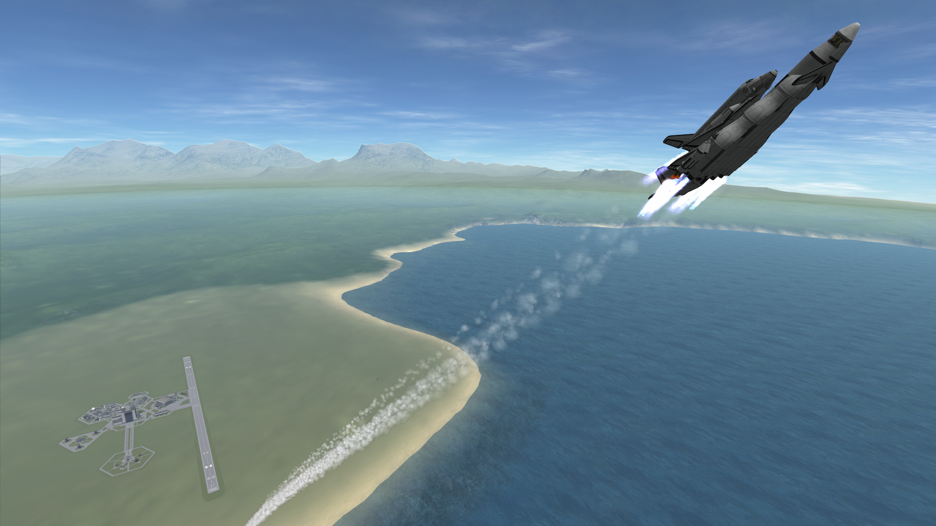 the Glaedr spaceplane, with its tagalong orbiter Oromis on its back, climb towards space.
